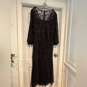 R&M Richards Black Sequin Long Sleeve Dress